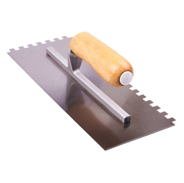 280mm(11”) Notched float trowel with wooden handle